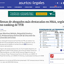 Las firmas de abogados ms destacadas en M&A, segn el ltimo ranking de TTR